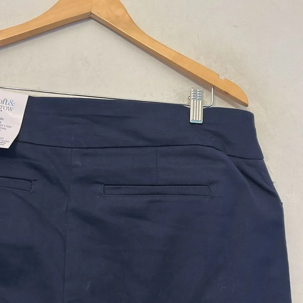 Croft & Barrow navy midrise straight pants Size 16 S New